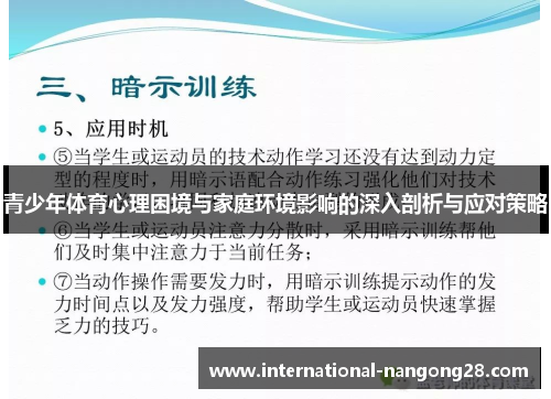 青少年体育心理困境与家庭环境影响的深入剖析与应对策略