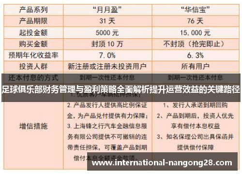 足球俱乐部财务管理与盈利策略全面解析提升运营效益的关键路径