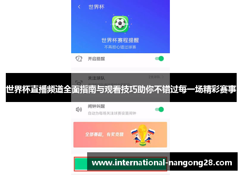 世界杯直播频道全面指南与观看技巧助你不错过每一场精彩赛事